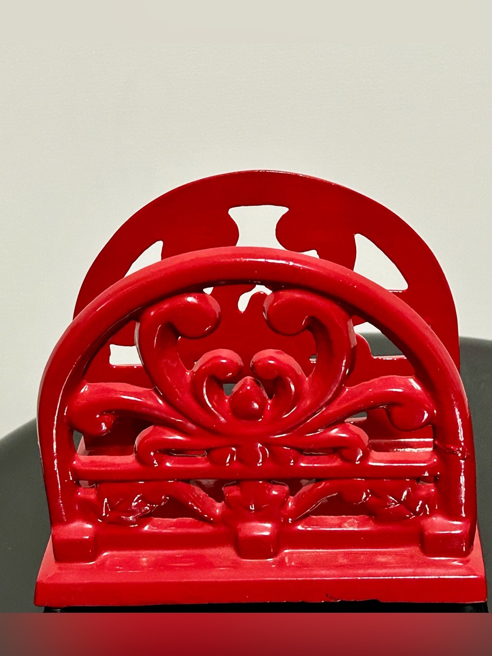 Red Enamel Coated Cast iron Napkin Holder